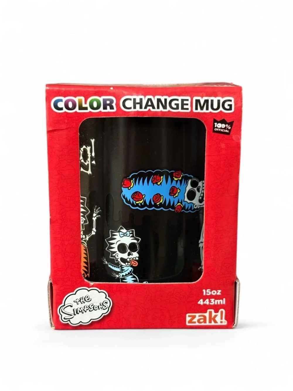 Vtg The Simpsons Halloween Color Change Mug Glow in the Dark Skeleton Zak! 15oz